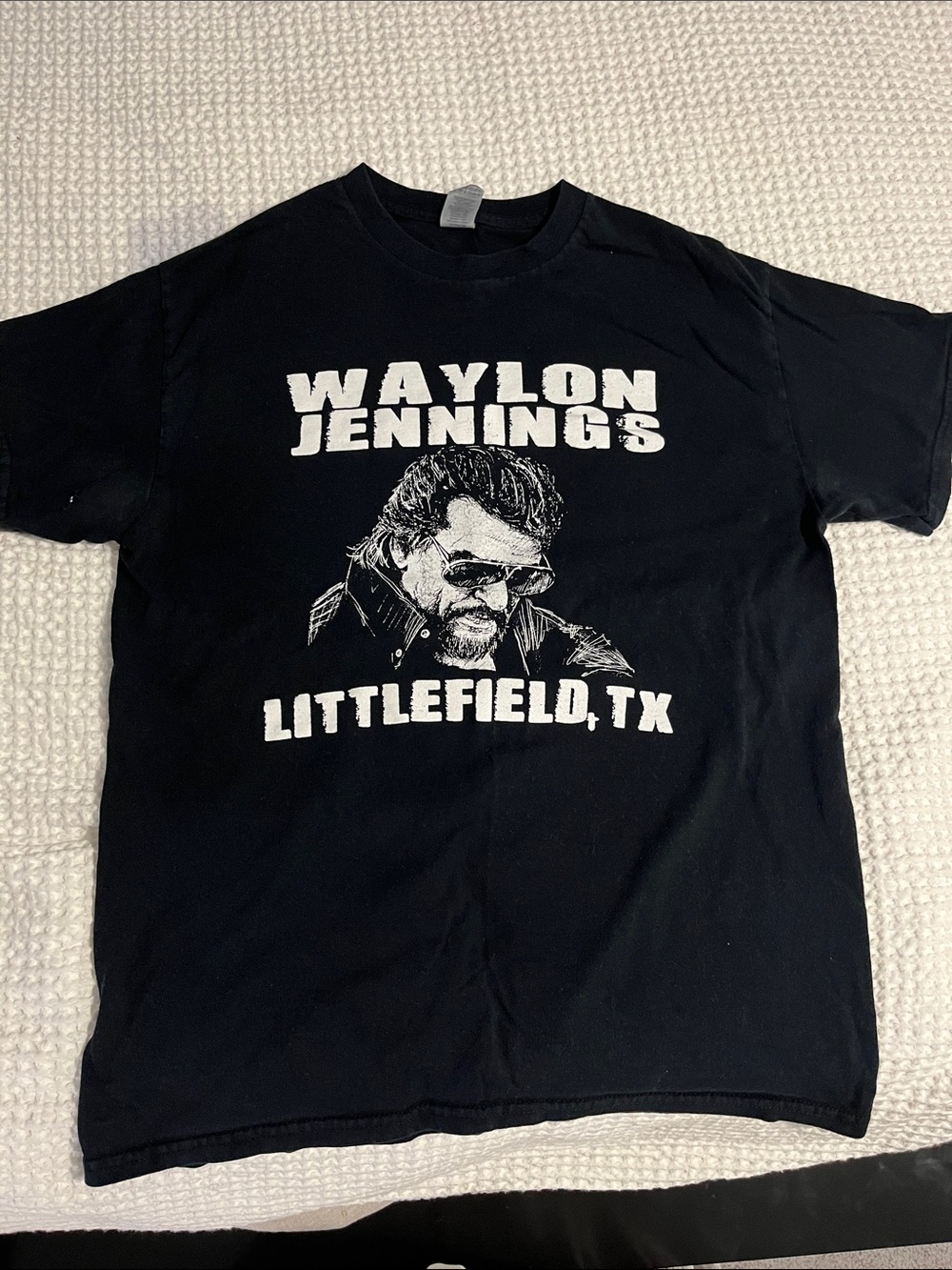 Gildan Black Waylon Jennings Littlefield, TX Graphic Tee